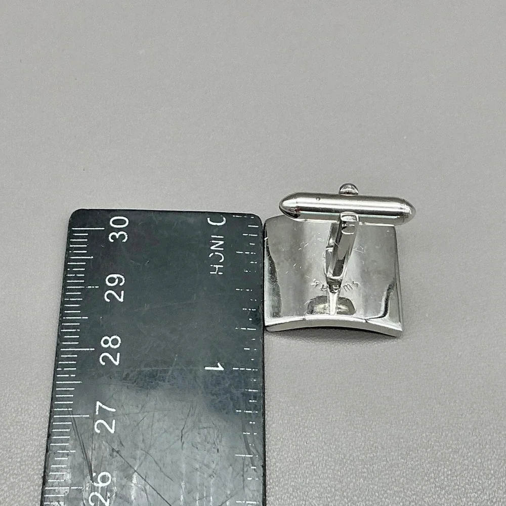 Swank Vintage Square Cufflinks Silver Tone Engraved Scroll Men's Dress Jewelry